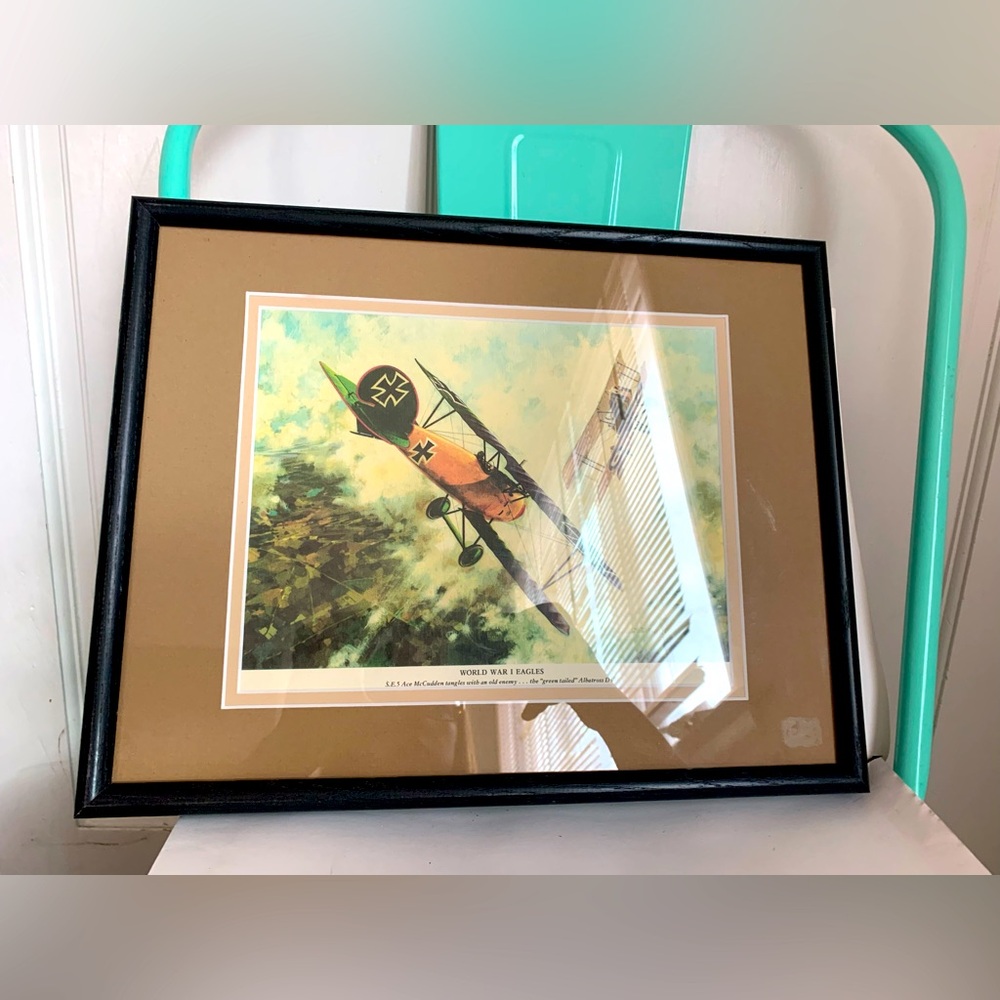 Vintage Framed JB Deneen WWI EAGLES S.E.5 Ace McCudden Albatross DV Signed Print